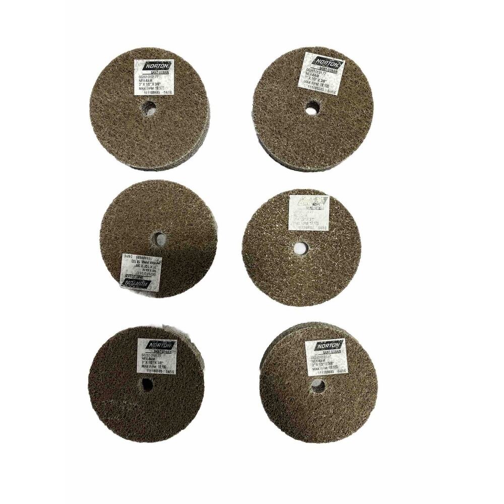 Norton NEX 6AM 3 x‎ 1/2 x 3/8 Finishing Disc 6 Count Loose